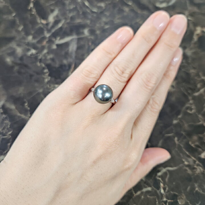 ノーブランド Pt900 プラチナ 南洋真珠12.3mm ダイヤ0.16ct リング  