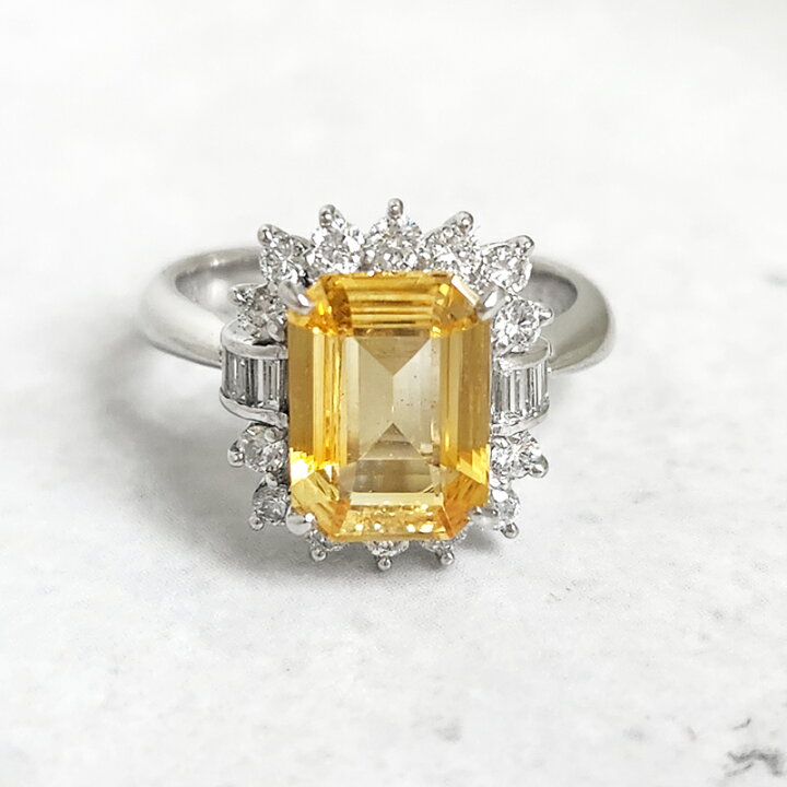 楽天市場】イエローサファイア 3.185ct リング 12.5号 PT900 プラチナ 