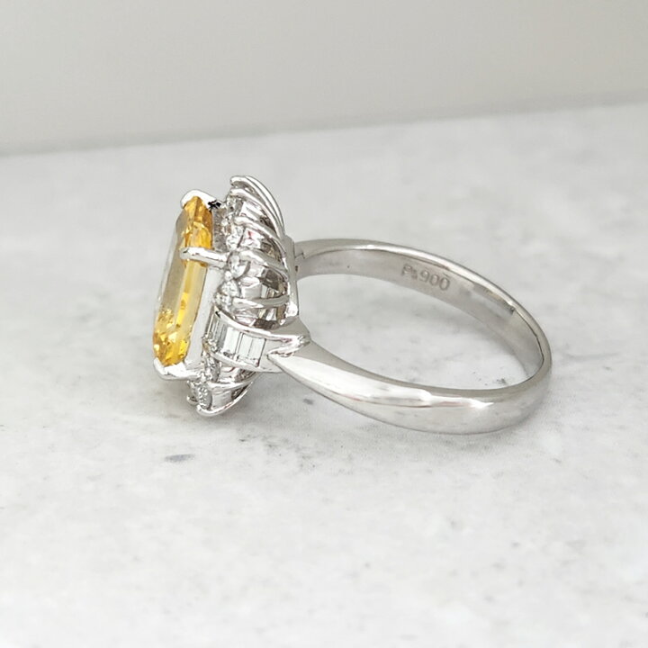 楽天市場】イエローサファイア 3.185ct リング 12.5号 PT900 プラチナ 