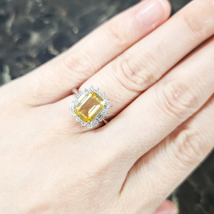 楽天市場】イエローサファイア 3.185ct リング 12.5号 PT900 プラチナ 