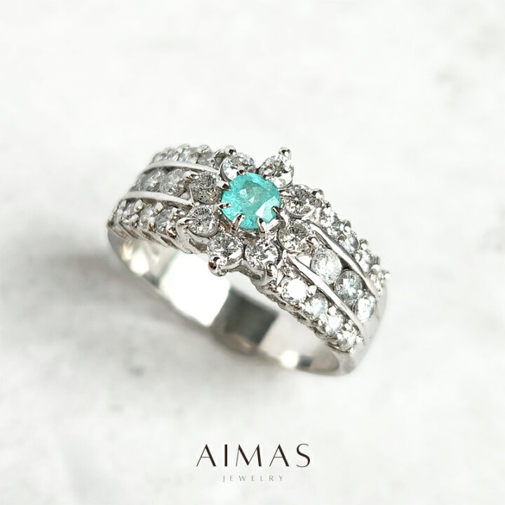 楽天市場】パライバトルマリンリング 0.15ct リング 11号 PT900  