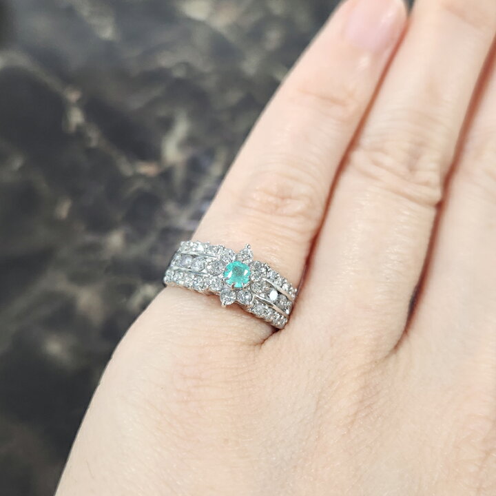 楽天市場】パライバトルマリンリング 0.15ct リング 11号 PT900  