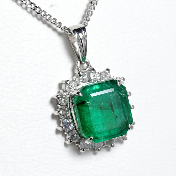 楽天市場】エメラルド 3.97ct ネックレス PT850/PT900 プラチナ  