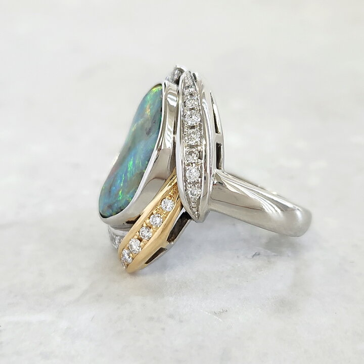 楽天市場】ボルダーオパール 6.9ct リング 14号 PT900/K18YG プラチナ  