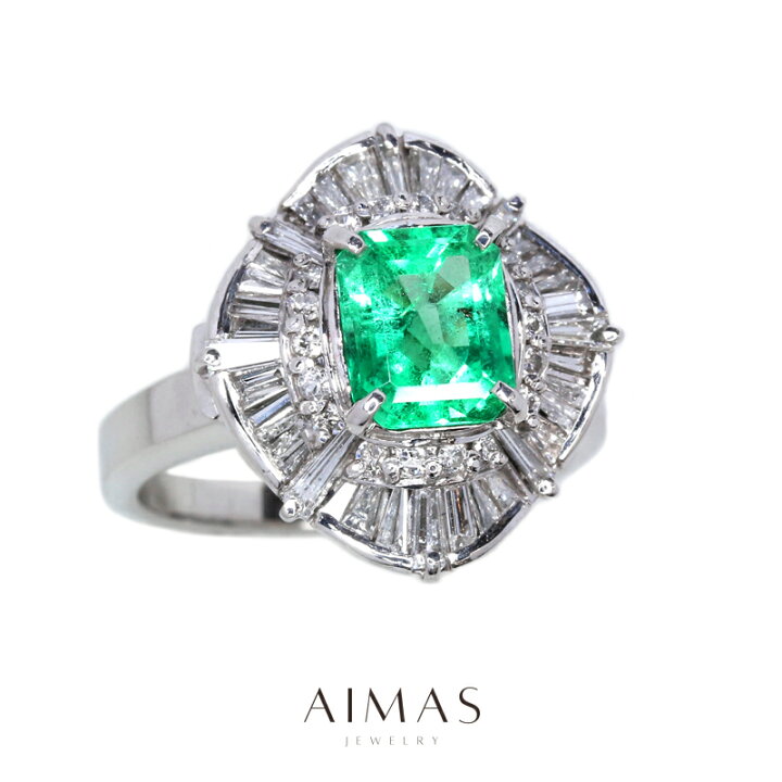 楽天市場】【ｸｰﾎﾟﾝ】コロンビア産エメラルド 1.46ct リング 15号 PT900 