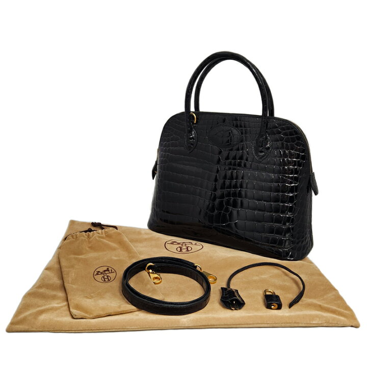 楽天市場】【HERMES】エルメス ボリード 31 ポロサス クロコ クロ 黒 