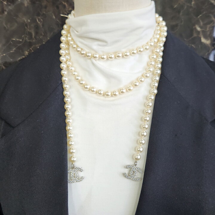 楽天市場】【CHANEL】シャネル パールロングネックレス COCOマーク  