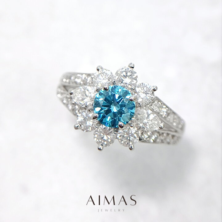 楽天市場】トリートブルーダイヤモンド 0.534ct リング 10.5号 PT900 
