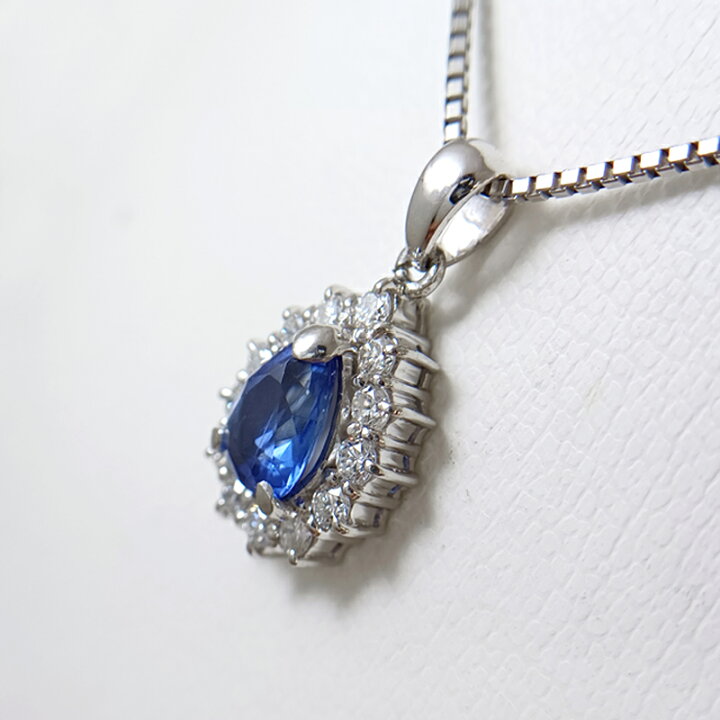 楽天市場】非加熱ブルーサファイア 1.38ct ネックレス PT900/K18WG 
