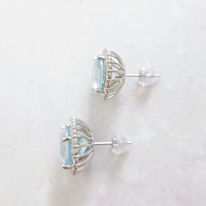 楽天市場】アクアマリン 3.4ct/3.8ct ピアス PT900 ダイヤモンド 
