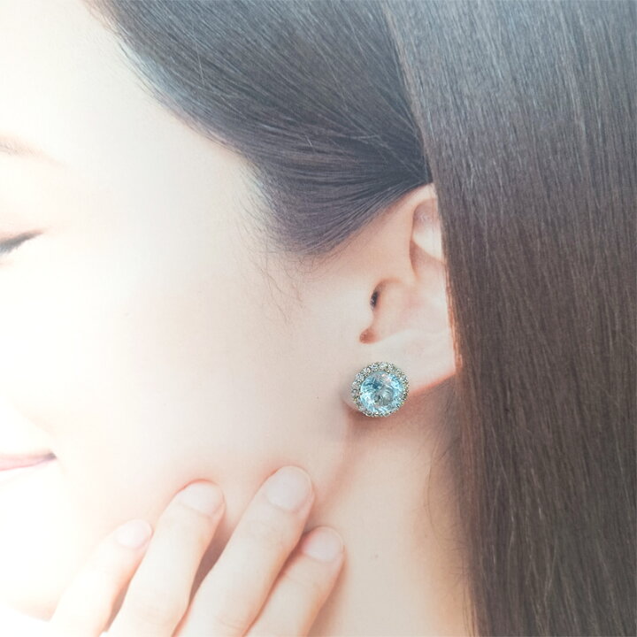 楽天市場】アクアマリン 3.4ct/3.8ct ピアス PT900 ダイヤモンド 
