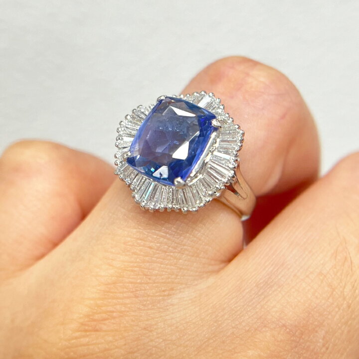 楽天市場】非加熱ブルーサファイア 4.396ct リング 9号 PT900 プラチナ 