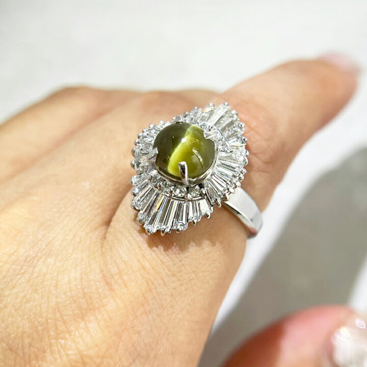 楽天市場】クリソベリンキャッツアイ 4.7ct リング 12号 PT900 