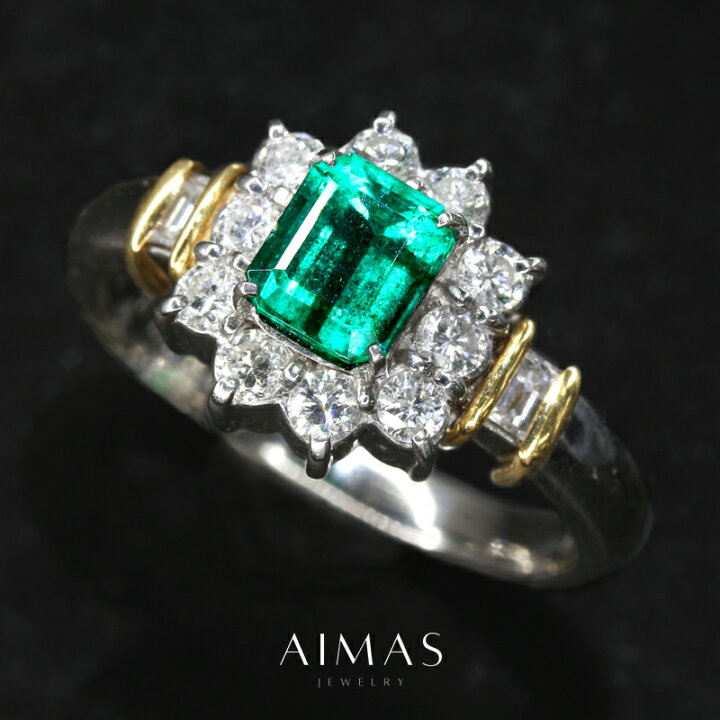 楽天市場】エメラルド 0.75ct リング 12号 PT900 プラチナ K18YG 