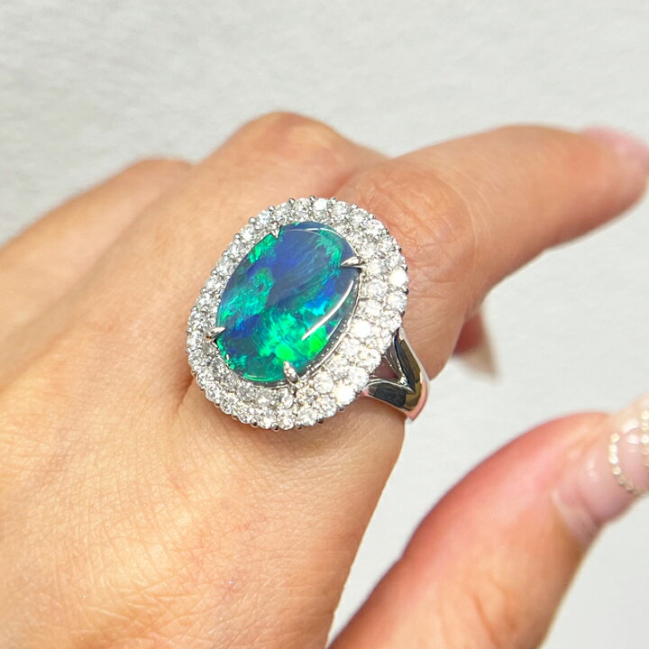 楽天市場】ブラックオパール 4.65ct リング 12号 PT950 プラチナ 指輪 