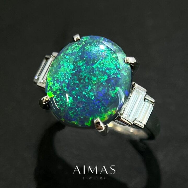 楽天市場】ブラックオパール 4.9ct リング 13.5号 PT900 プラチナ 指輪 