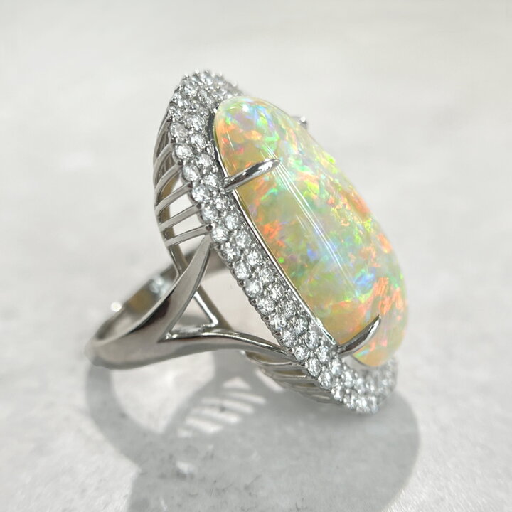 楽天市場】ホワイトオパール 18ct リング 12号 PT950 プラチナ 指輪 