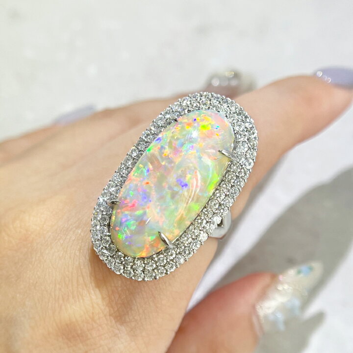 楽天市場】ホワイトオパール 18ct リング 12号 PT950 プラチナ 指輪 