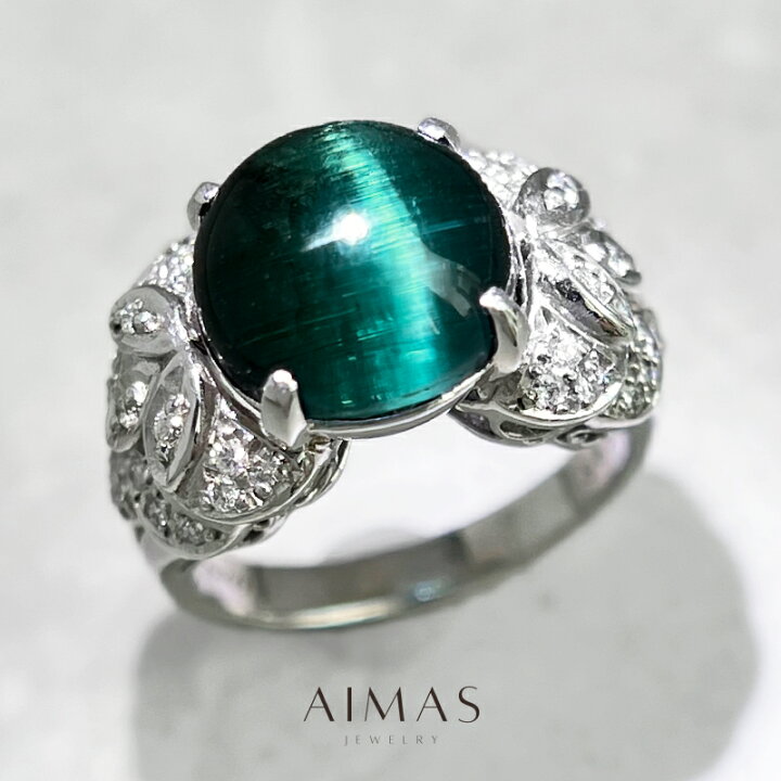 楽天市場】トルマリンキャッツアイ 5.96ct リング 12号 PT900 プラチナ 