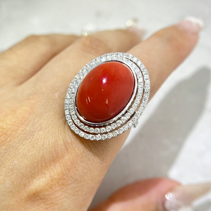 楽天市場】【ｾｰﾙ】赤珊瑚 21.62ct リング 12号 PT900 プラチナ 指輪 