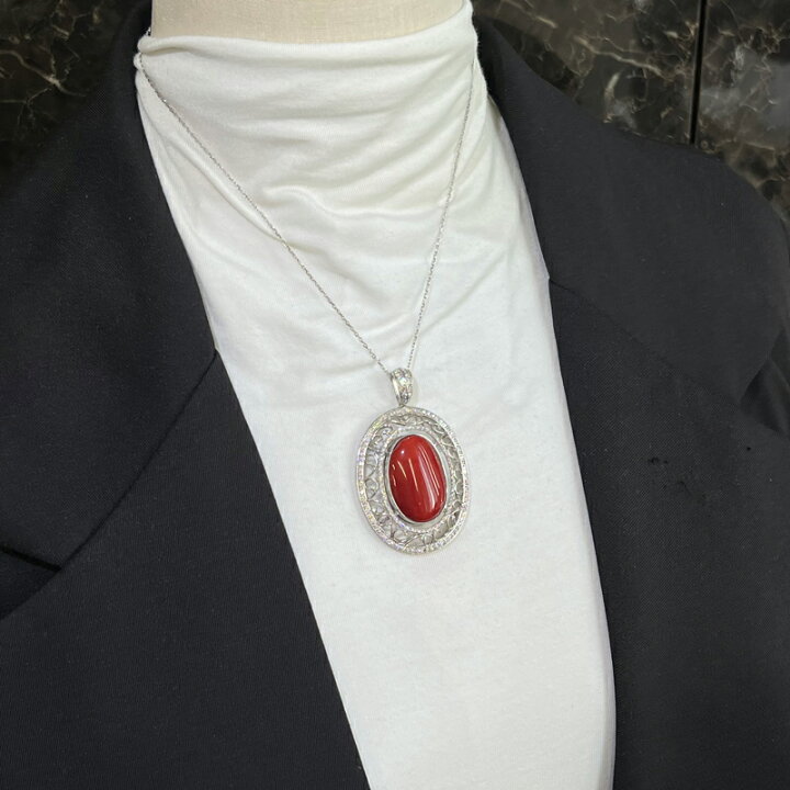 楽天市場】赤珊瑚 31.874ct ペンダントトップ PT900 プラチナ 
