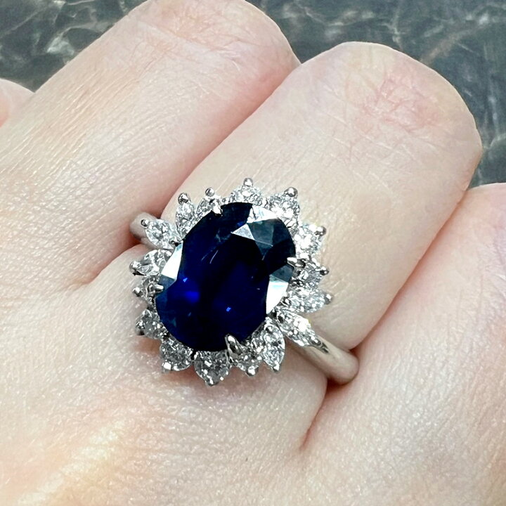 楽天市場】ロイヤルブルーサファイア 3.46ct リング 14号 PT900 