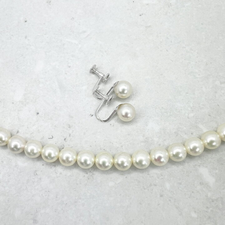 楽天市場】あこや真珠 約6.5mm-7.0mm ネックレス イヤリングセット 
