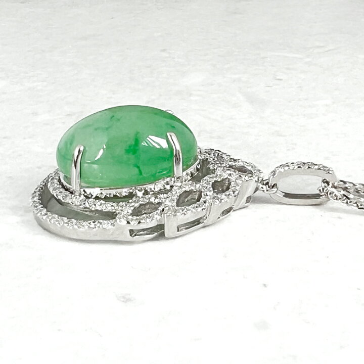 楽天市場】翡翠 11.82ct ネックレス K18WG ホワイトゴールド 18金 
