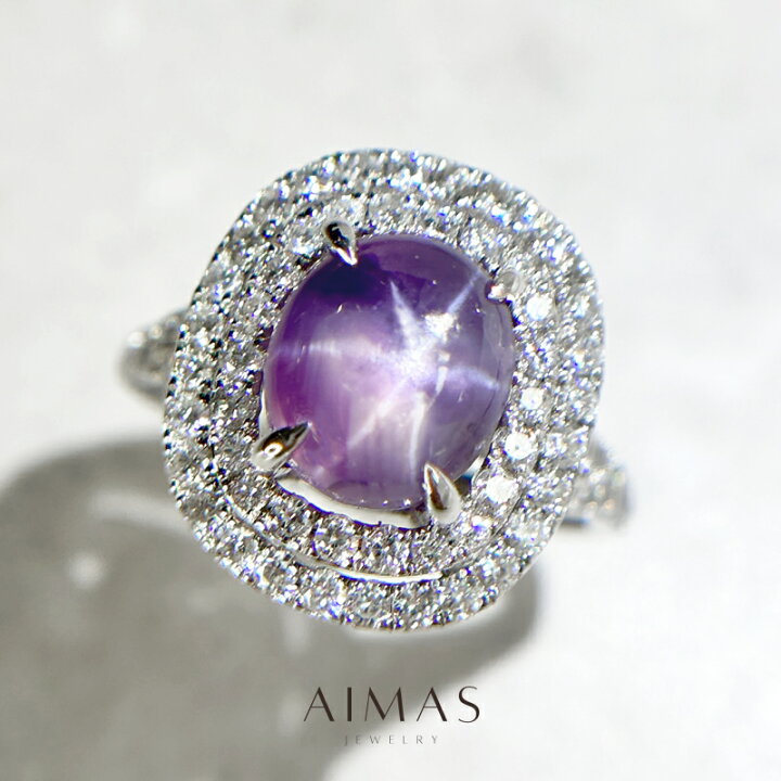楽天市場】ミャンマー産非加熱パープルスターサファイア 5.77ct リング 