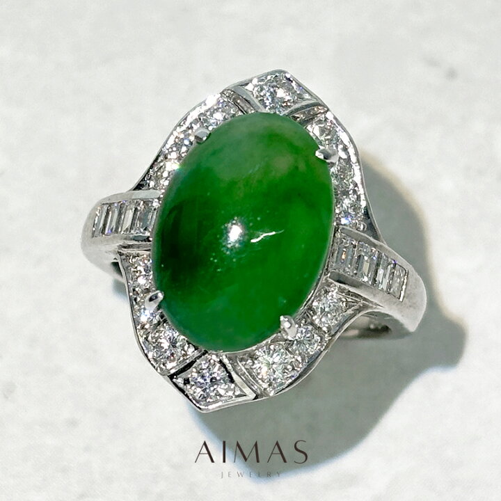 楽天市場】翡翠 6.18ct リング 14号 PT900 プラチナ ダイヤモンド 指輪 
