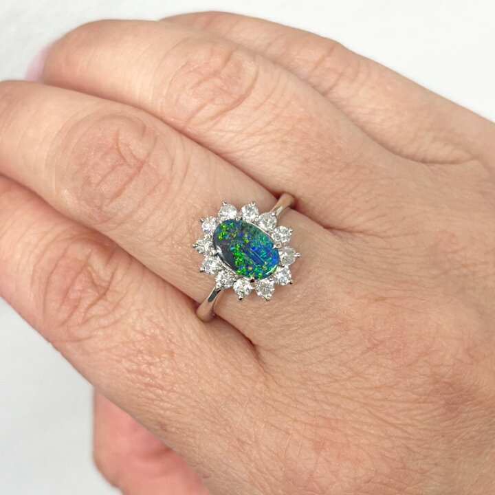 楽天市場】ブラックオパール 0.9ct リング 13.5号 PT900 プラチナ  