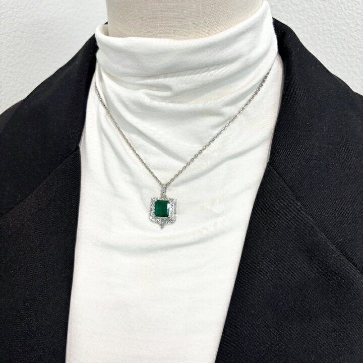 楽天市場】エメラルド 3.28ct ネックレス PT900(Pm900刻印) プラチナ 
