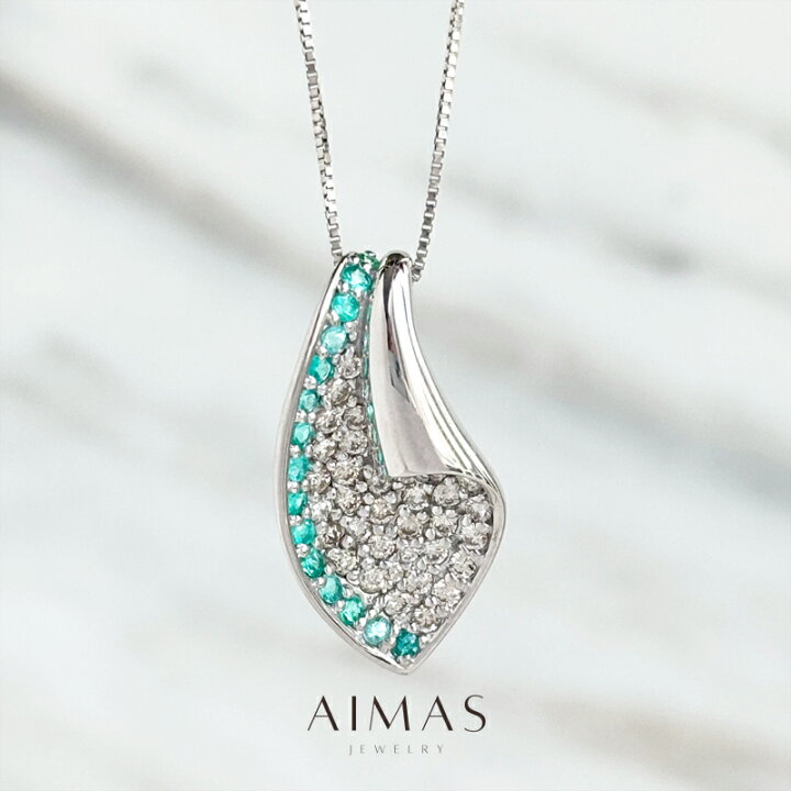 楽天市場】パライバトルマリン 0.22ct ネックレス K18WG ホワイト 