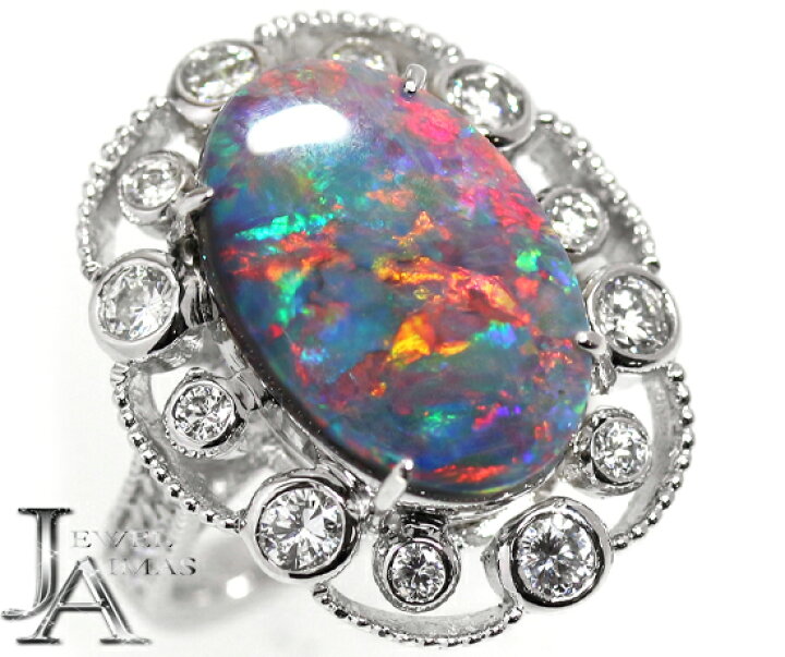 楽天市場】ブラックオパール 3.35ct リング 12.5号 PT900 プラチナ  