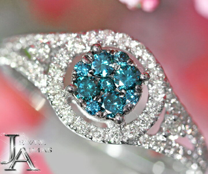 楽天市場】ブルートリーダイヤモンド 0.5ct リング 12号 K18WG  