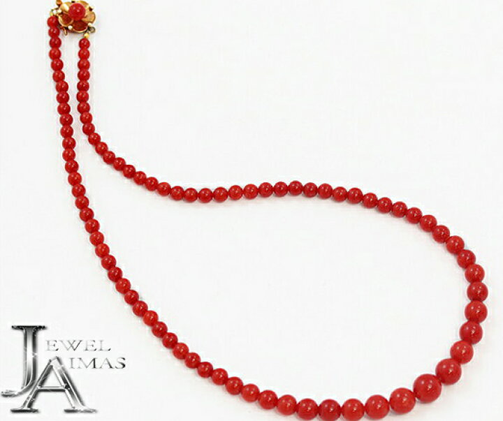 赤珊瑚 サンゴ K14 ネックレス アクセサリー 球径約3.5〜6.8mm 【楽天 