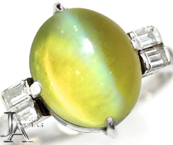 楽天市場】クリソベリルキャッツアイ 6.48ct リング 12号 PT850  