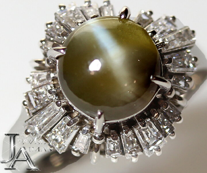 楽天市場】クリソベリルキャッツアイ 2.992ct リング 12号 PT900  