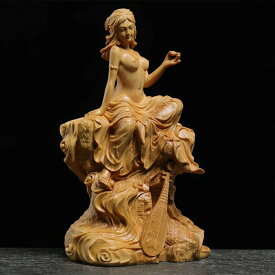 【予約商品】弁財天 木彫り彫刻 弁天様 木彫 玄関 置物として映える柘植の木彫り像 サラスバティを表現した木製インテリア 仏像 オブジェ 厄除け 開運 風水 縁起物 日本の職人技 和風モダン 癒しの守護神 インド風デザイン 高級感 個性的 ギフト 贈答用 日本土産