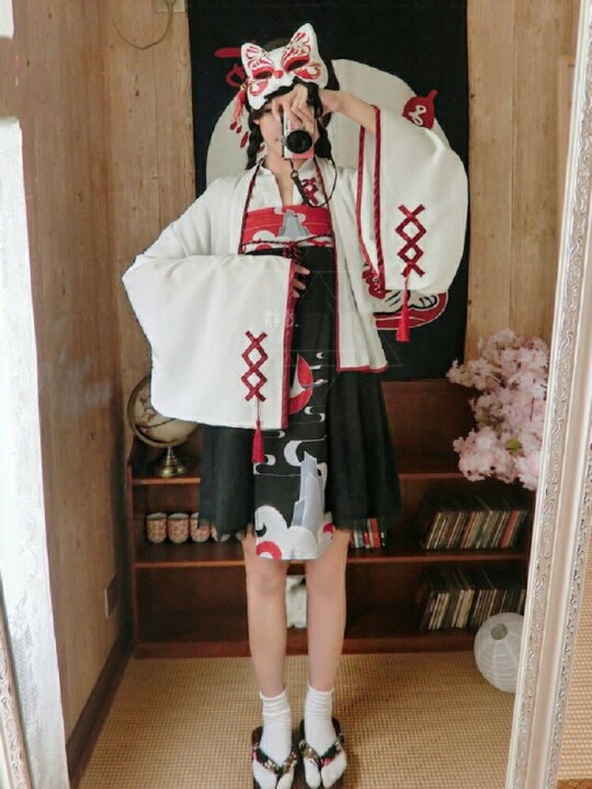 楽天市場 ワンピース 巫女風 鶴柄ワンピース ホワイト 韓国ファッション 羽織 膝丈 上下セット 和風ドレス ゴスロリ ドレス ロリータ Lolita メイド服 コスプレ ハロウィン 和ロリ チュールワンピース 和柄 和装 鶴 衣装 舞台 演劇 イベント Aio Online Store