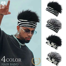 【ゼブラブラック予約商品】【楽天1位100冠達成】ヘアバンド メンズウィッグ ゼブラ柄orパンダ柄 全4種類 帽子 ゼブラ シルバーヘアー フレアバイザー かつら ウィッグ メンズ ヘア バイザー 髪の毛 ゴルフ アウトドア フレアー ヘアーバイザー ふさふさ 髪 hair 帽子