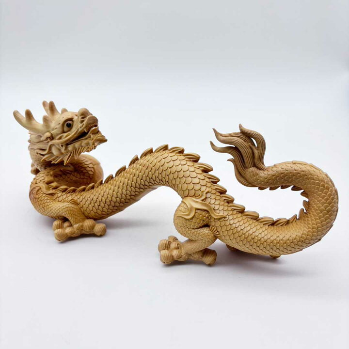 楽天市場】風水 見返り龍 木製 置物 竜 十二支 辰 縁起物 インテリア 