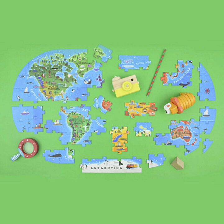 ジグソーパズル 世界地図 取っ手付きケース 教育玩具 遊び 知育 誕生日 模様作り 教育 幼児 知育玩具 5歳 6歳 ブラザー 大型ピース100ピース はめこみ パズル 知育遊び おもちゃ プレゼント キッズ 子供 教材 学べる