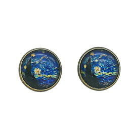 【スーパーセール10％OFF 6/11日迄】 【在庫限り】 ピアス ゴッホ 2個セット Vincent van Gogh フィンセント・ファン・ゴッホ 星月夜 アクセサリー アンティーク 絵画 シリーズ 北欧 ゴシック 絵 オブジェ 可愛いヨーロッパ EU アメリカン