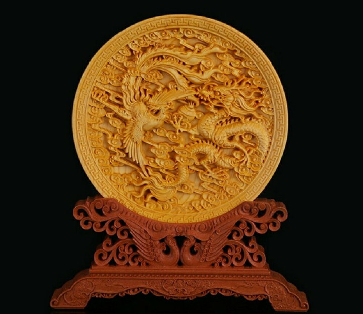 楽天市場】龍 鳳凰 皿 極上彫り【お皿型龍神＆鳳凰彫り】直径約145mm 
