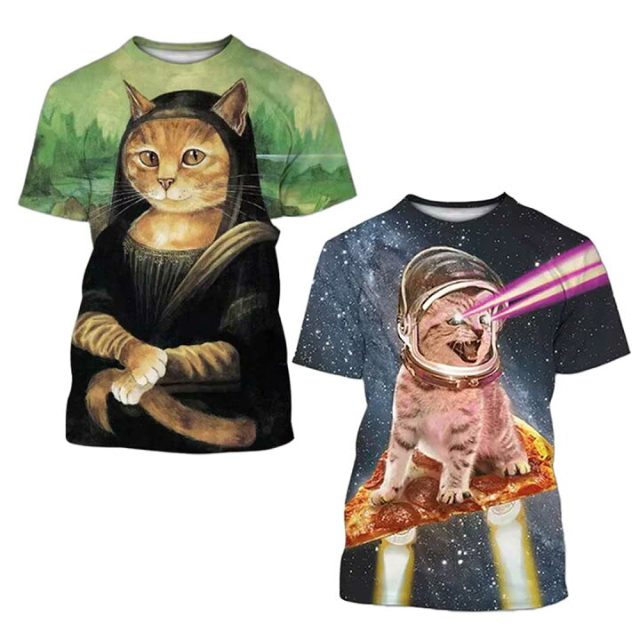 楽天市場】Tシャツ 猫 半袖 M L XL トップス アニマルTシャツ プリント 