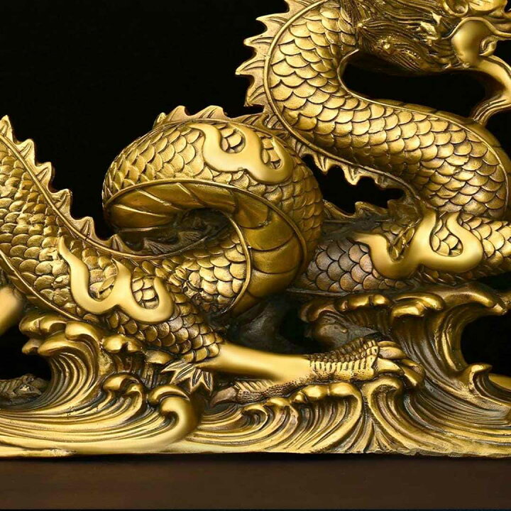 楽天市場】風水 特大 龍 右手に玉 置物 50cm 五本爪 ゴールド ドラゴン  