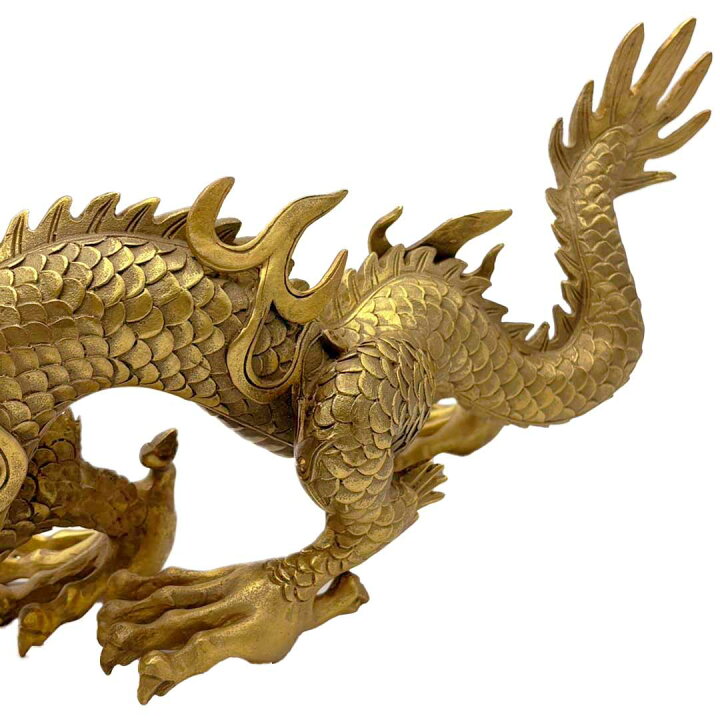 楽天市場】風水 特大 威嚇 龍 置物 五本爪 ゴールド ドラゴン 真鍮 