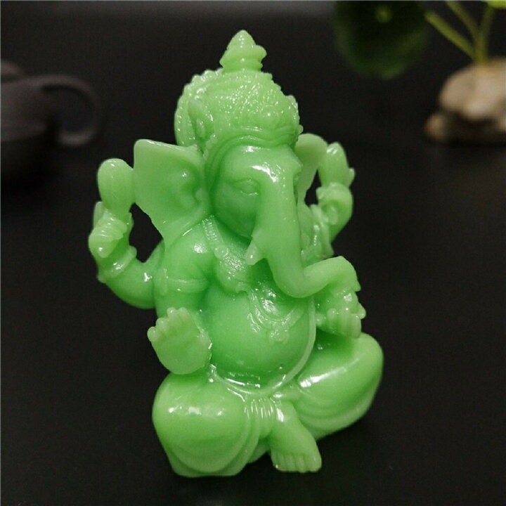 楽天市場】【在庫限り】翡翠色 ガネーシャ 緑 グリーン レジン 置物 象 
