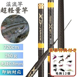 【毛鉤セットの特典付き】 ロッド 超軽量 7.2m 渓流竿 万能ロッド 先調子 釣竿 竿 釣り 海釣り 河川 湖畔 堤防 レジャー フィッシング 釣具 趣味 川魚 ヤマメ イワナ イトウ ニジマス 主導権 無